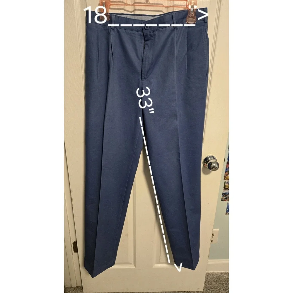 Lot 2 Lands' End Men's Chino Pants ~ 34x32 Tailored Fit Blue & Olive Cotton PICS